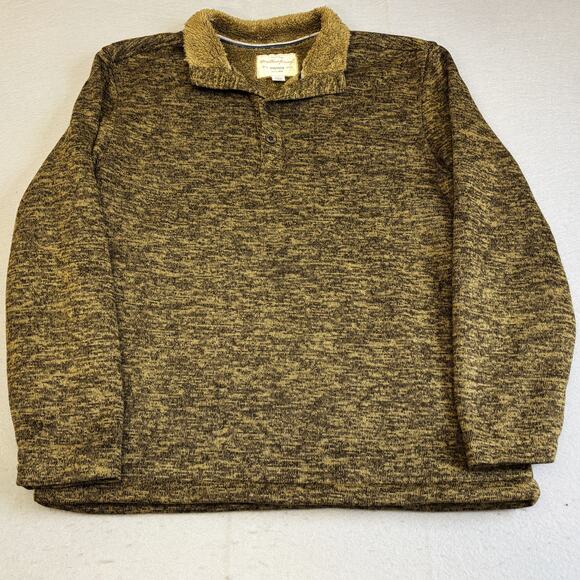 Weatherproof Vintage Sweatshirt Mens Large Brown Fleece Henley Pullover Heavy - Picture 1 of 9